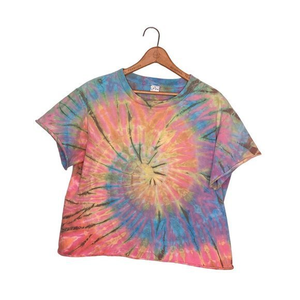 Cali Kind Clothing Co. Women's Large L Orange Blue Tie‎ Dye Crop Top T-Shirt Tee